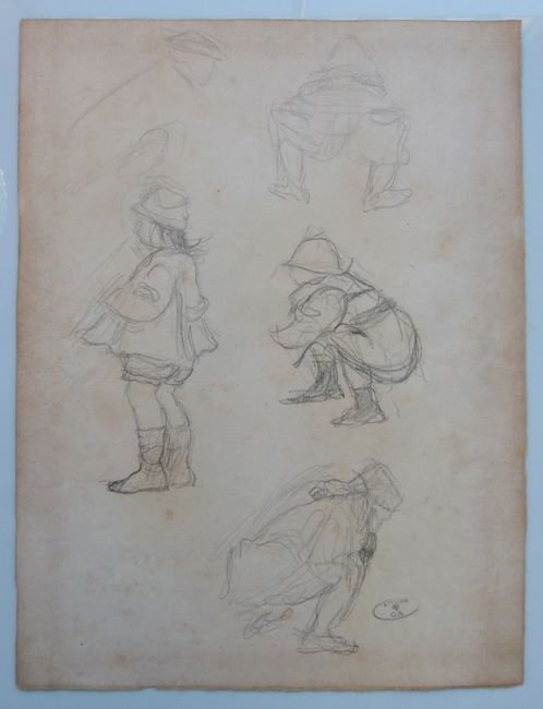 esquisses odilon roche petites filles accroupies
