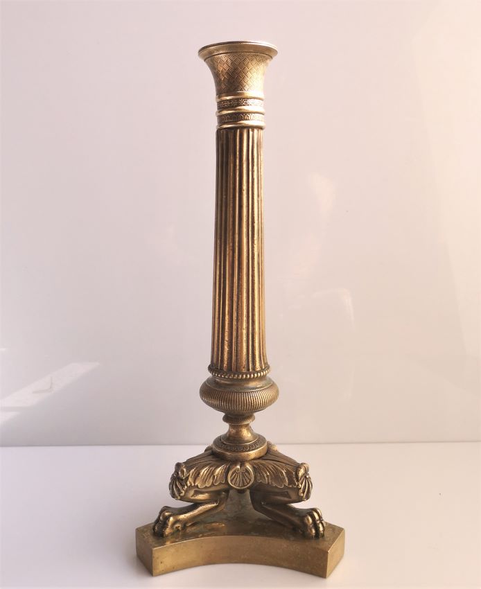 flambeau bronze doré Empire à pattes de lion