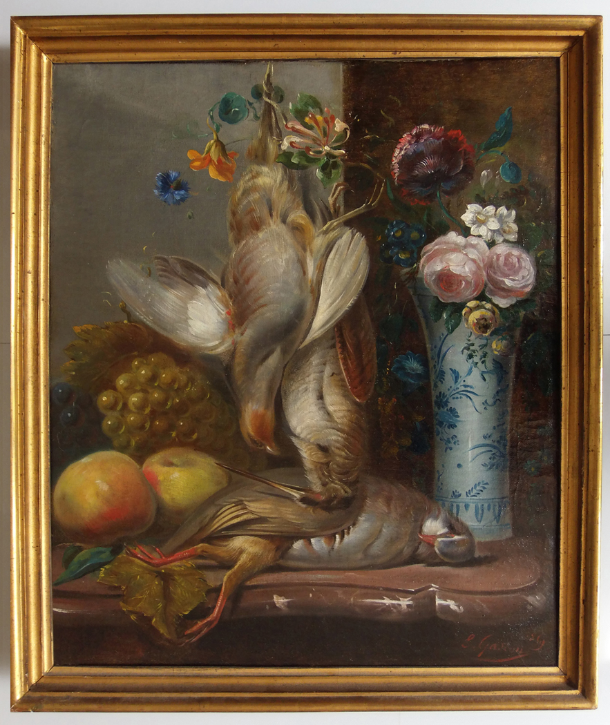 J.Bertrand nature morte aux trophées perdrix bécasse 19ème