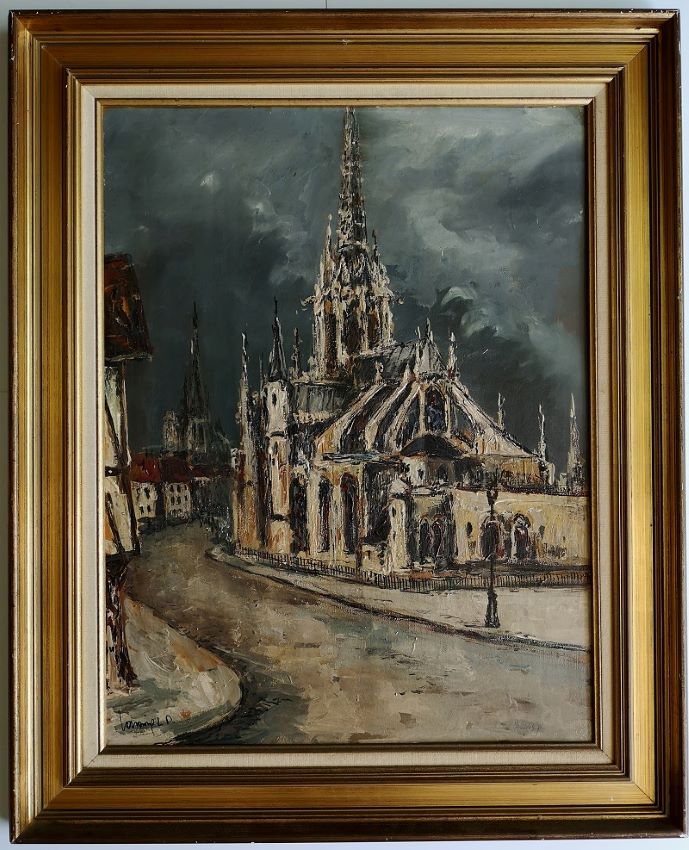 robert lavoine église st-maclou huile sur carton