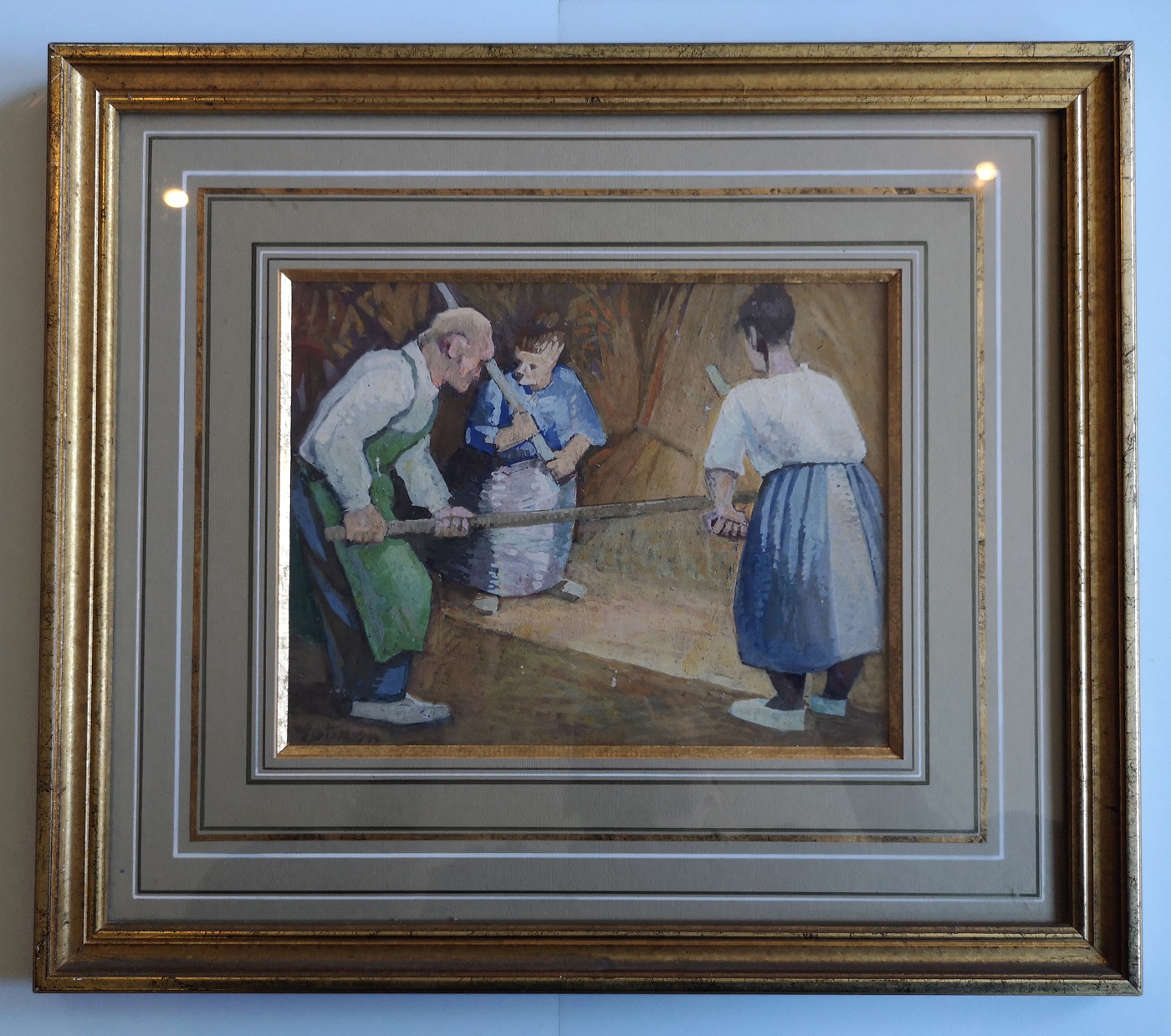 robert lotiron cubisme tableau technique mixte fenaison